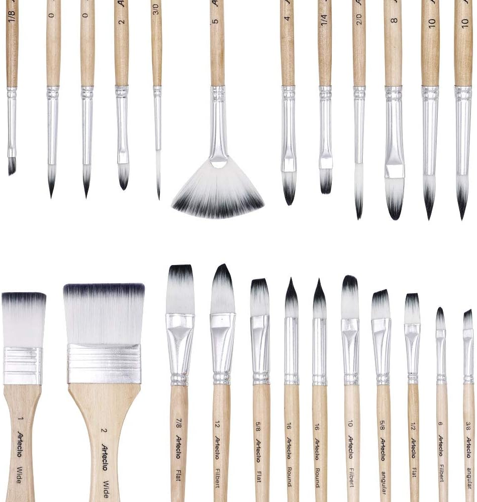Acrylfarbenpinsel-set, 24-teilig, Für Acryl-, Aquarell-, Gouache- Und Ölfarben