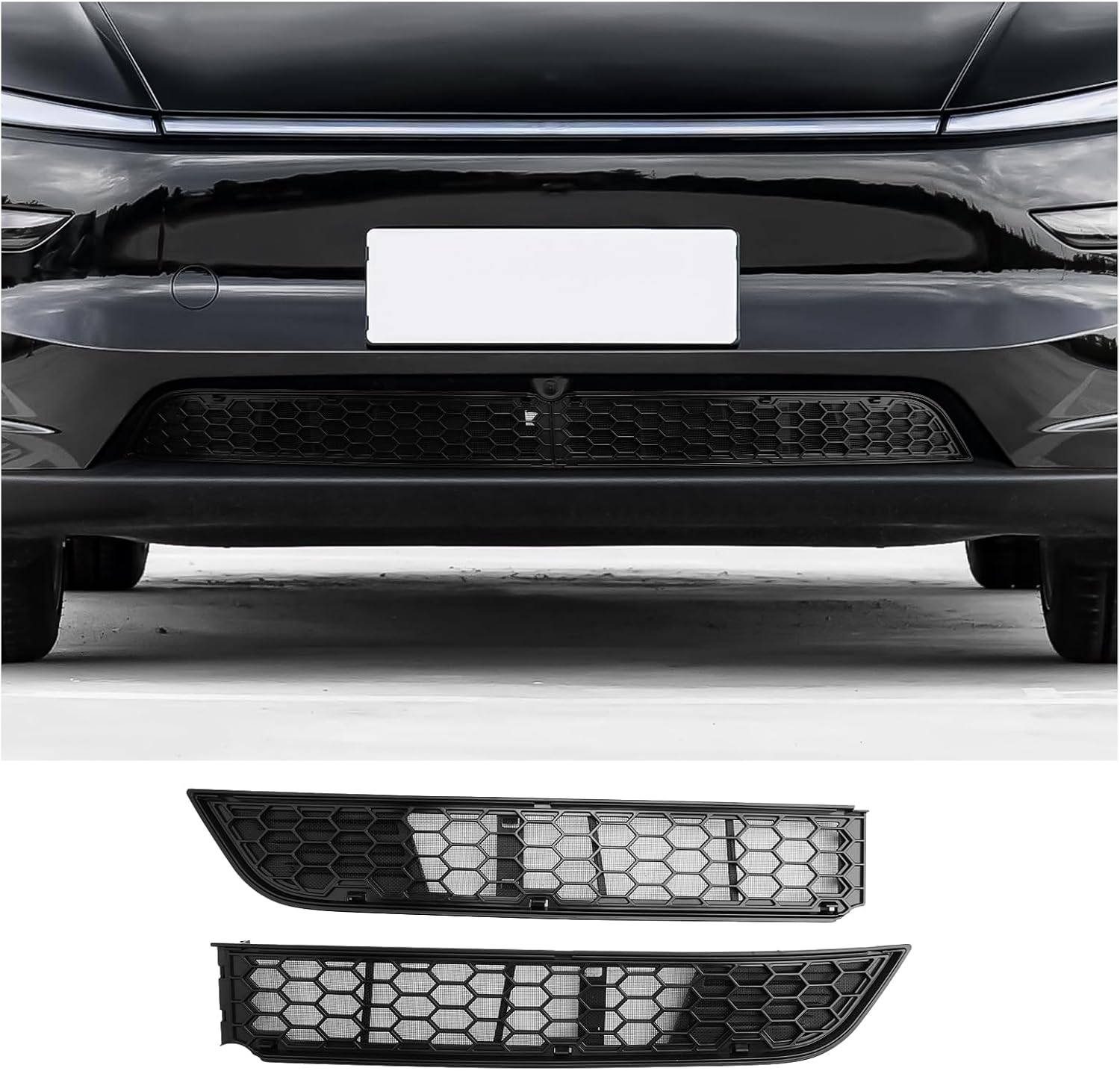 Kompatibel Mit Tesla Model Y Juniper 2025 2026 Frontgrill, Frontstoßstangenmaske, Modifiziertes Model Y Juniper 2025 Zubehör [2 Stück]