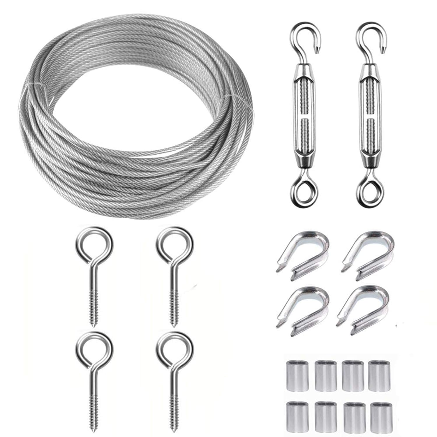 Tootaci 15 M/2 Mm Gartendraht Für Kletterpflanzen, 2 Mm Pvc-ummanteltes Edelstahlseil Mit M5-spannschlössern, Haken Für Rankgitter, Zäune Und Außenbeleuchtung