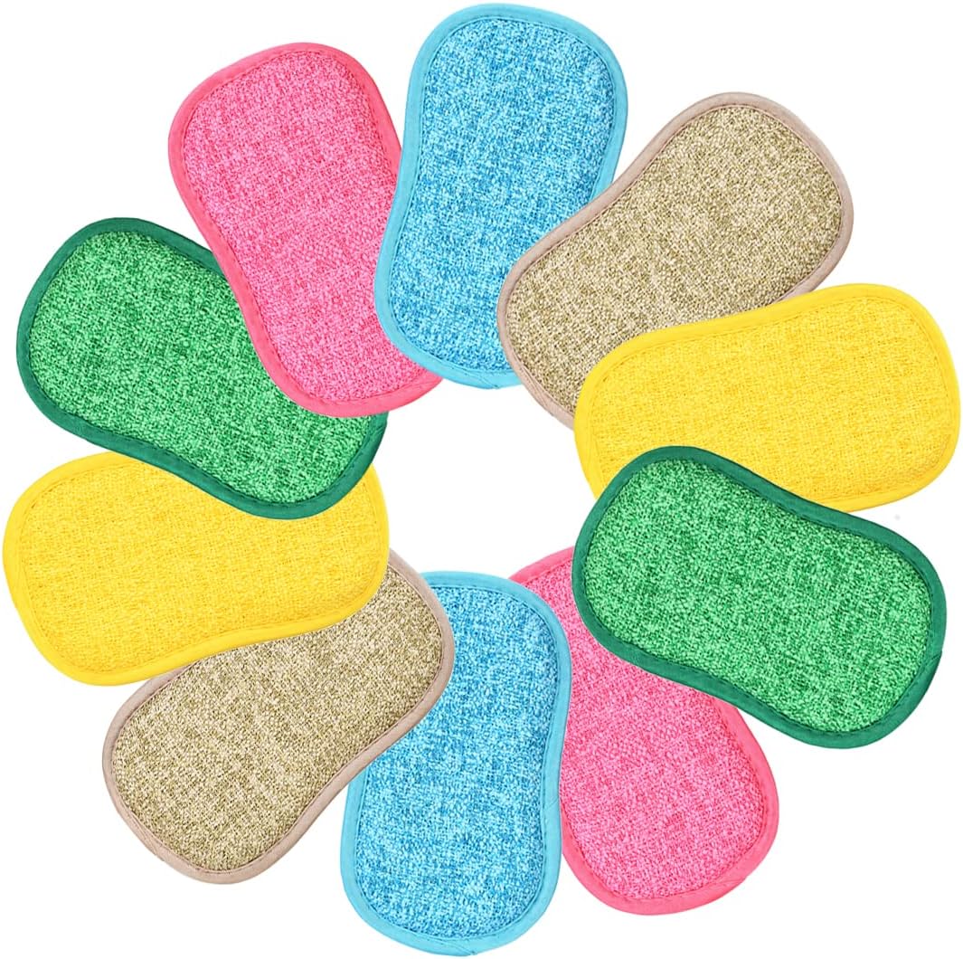 Hihamer 10er-pack Mikrofaserschwämme, Waschbar Und Wiederverwendbar, Geschirrspül- Und Mehrzweckschwämme, Antibakteriell Und Langlebig, Farbe Zufällig