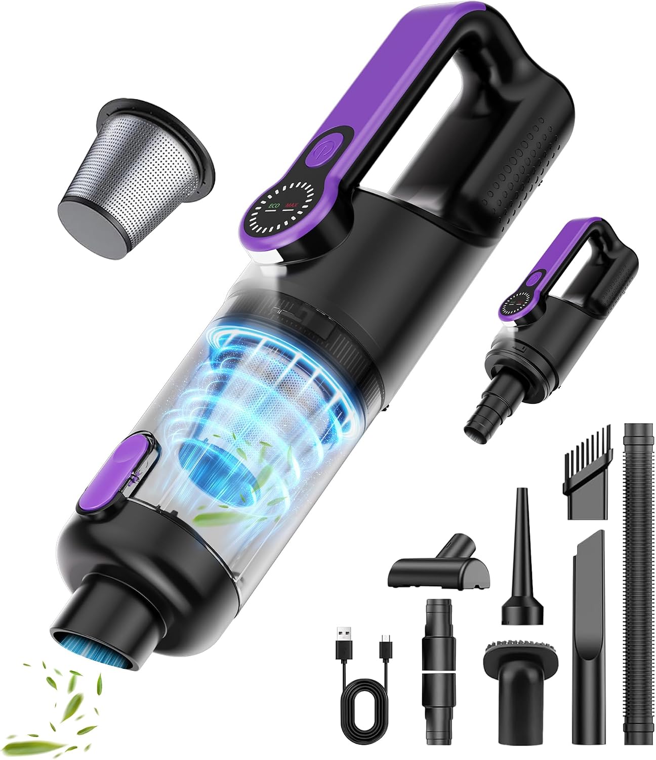 4-in-1 Auto-staubsauger 26000 Pa, Leistungsstarker Und Kompakter Kabelloser Handstaubsauger, Mit Led-anzeige Und Wiederaufladbarem Akku, Für Auto, Haushalt, Büro Und Küche, Tierhaare.