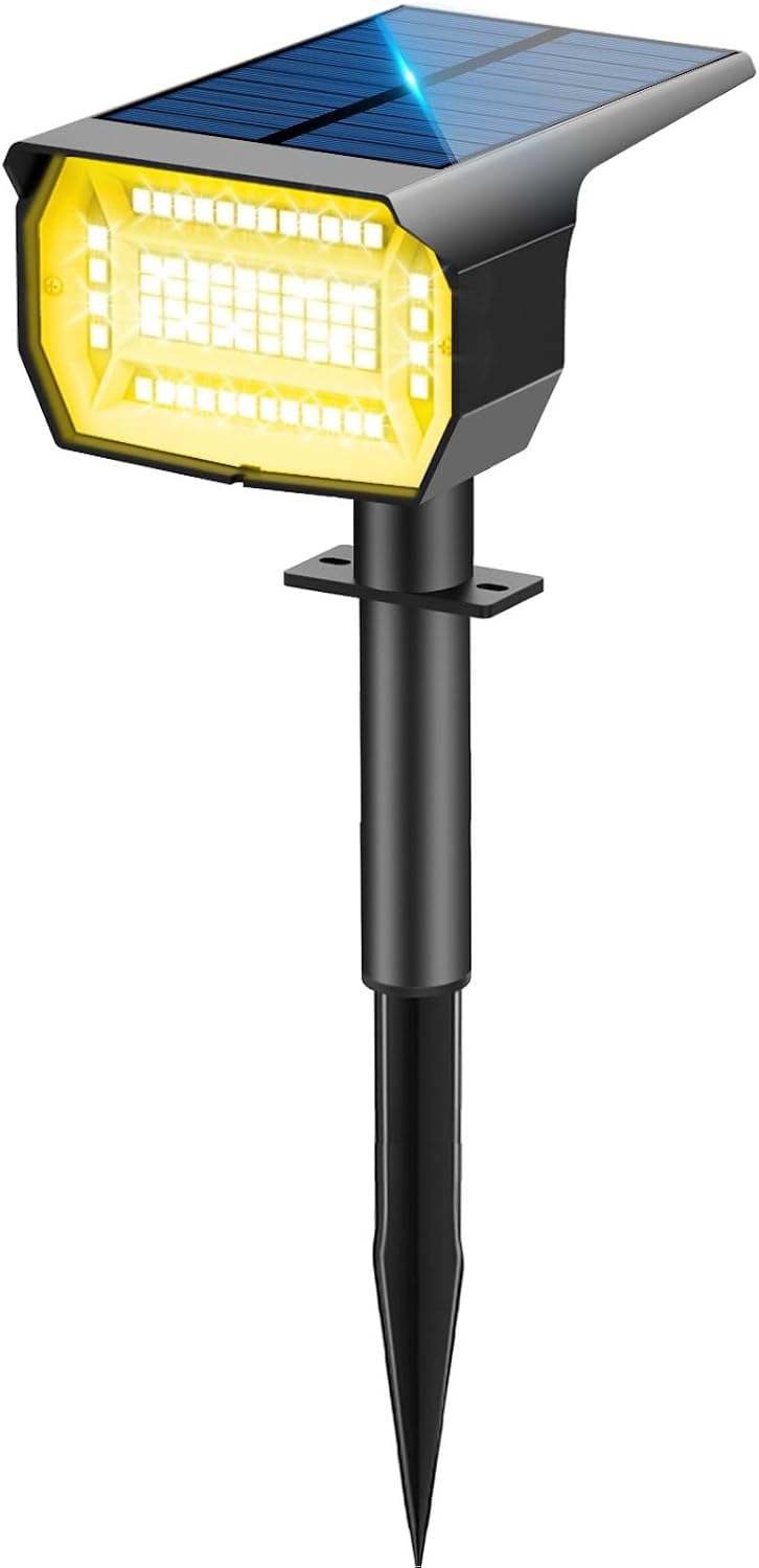 Lotmos Solar-außenstrahler Mit 72 Leds, 3 Modi, Ip67 Wasserdicht, 3000k-funktion, 2-in-1-außenstrahler Für Hof, Zaun, Weg, Einfahrt, Veranda, Garten Usw.
