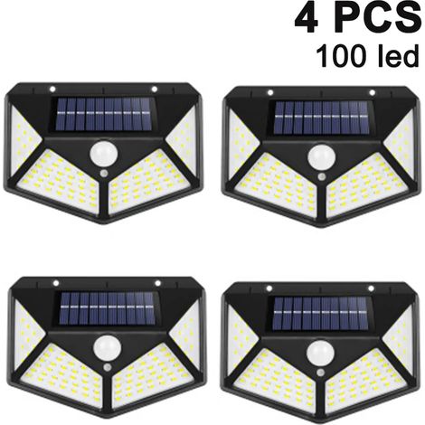 Solar-außenleuchten, 270°-beleuchtung Auf Vier Seiten – 2200 Mah, Wasserdicht, 100 Leds, Solar-wandleuchte Mit Bewegungssensor Für Garten Und Hof – 【4er-set】