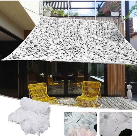 Weißes, Tarnfarbenes Sonnensegel, 3 X 4 M Rechteckig, Uv-beständig, Für Garten, Terrasse, Balkon, Außenbereich, Langlebig Und Widerstandsfähig