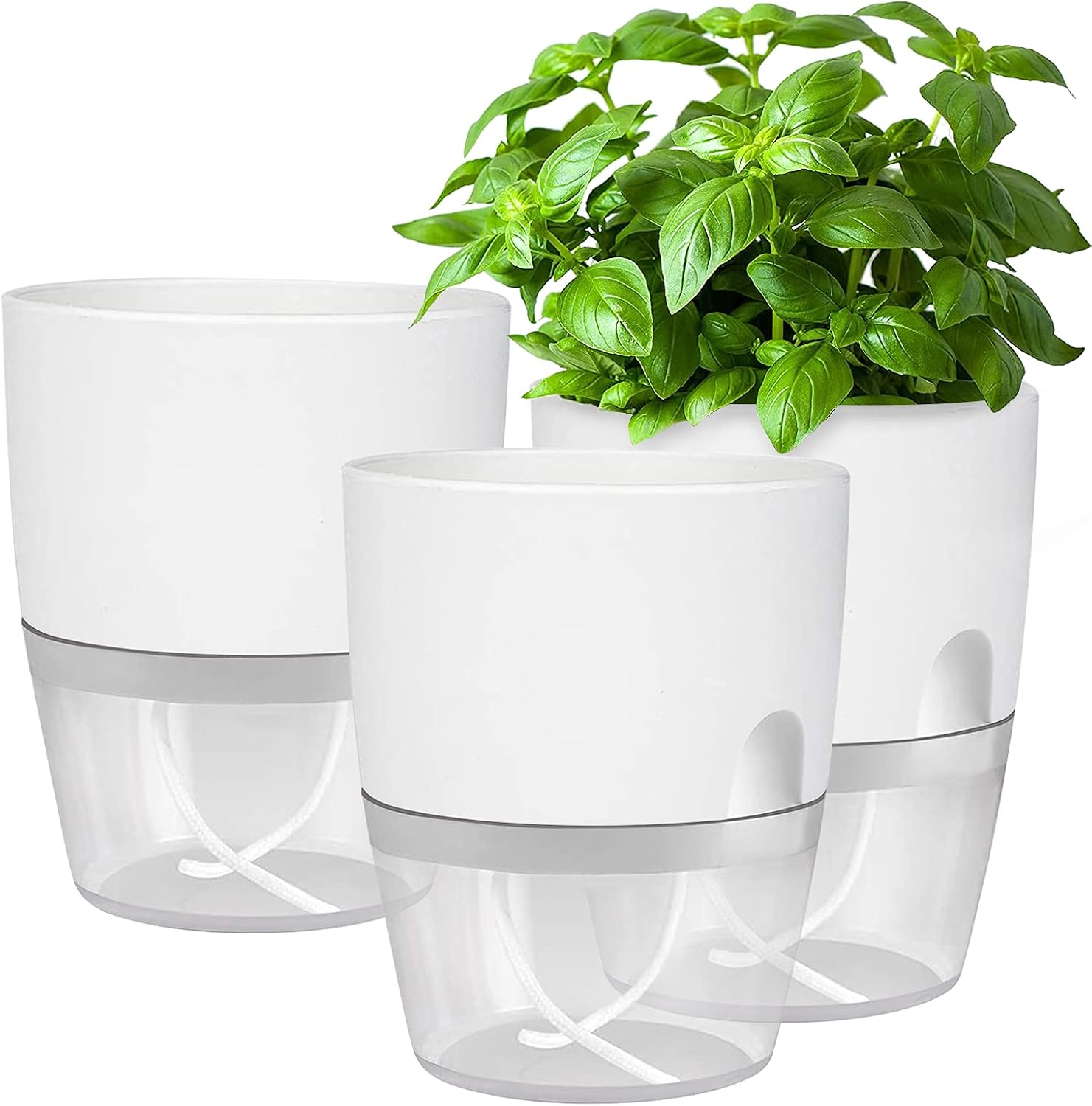Idattel Pflanzgefäß/kräutertopf Für Die Fensterbank – Mit Automatischem Bewässerungssystem – Für Küche Und Zimmerpflanzen – 18,2 X 11 X 15,3 Cm – Weiß, 3er-set