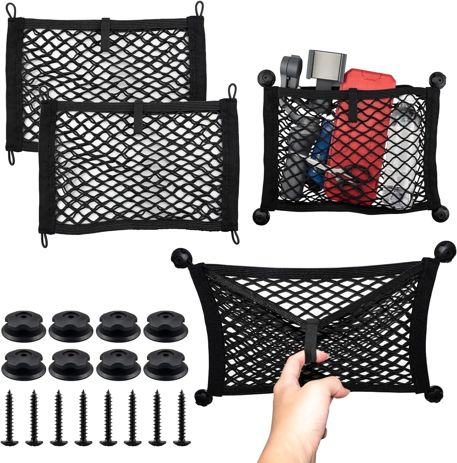 Set Mit 2 Elastischen Aufbewahrungsnetzen 36,5 X 25 Cm