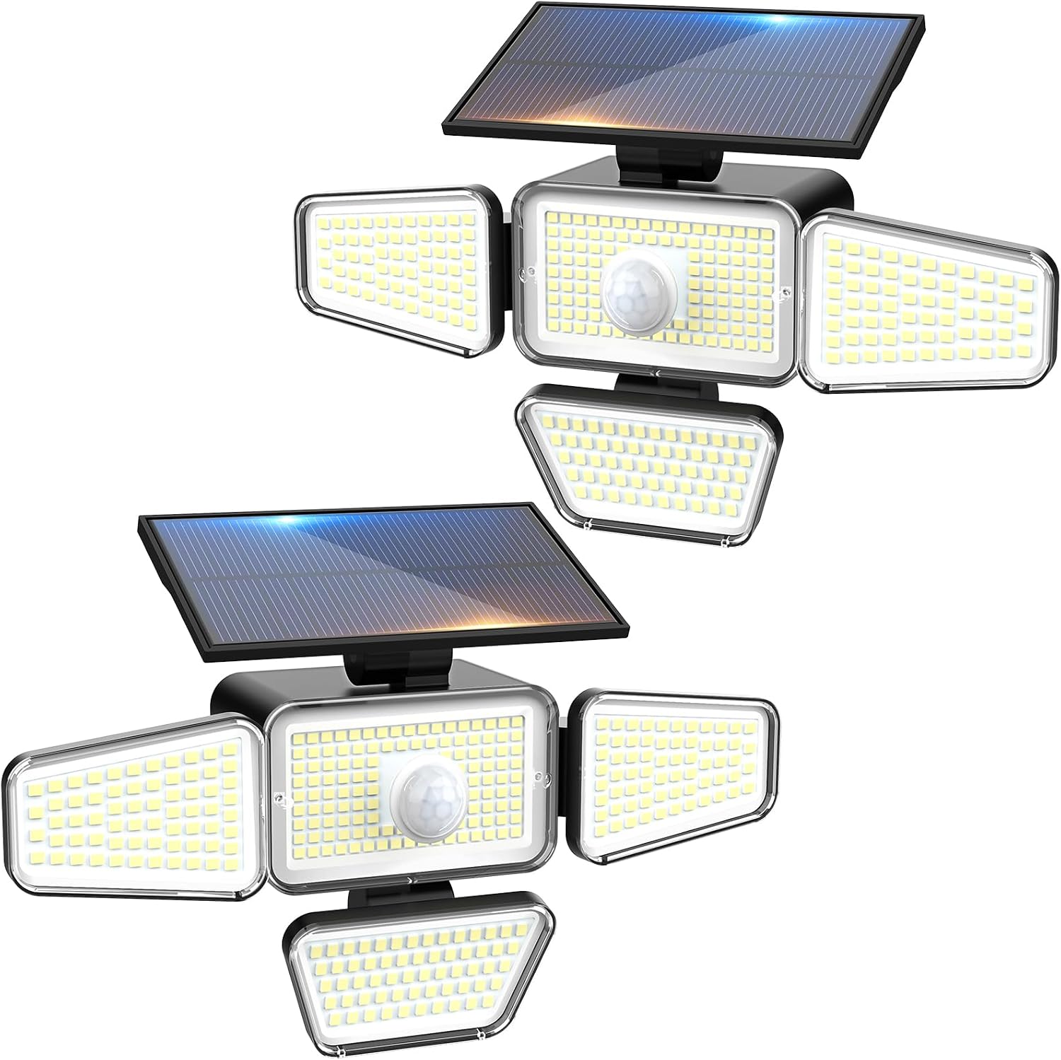 Peasur Solar-außenleuchte Mit Bewegungsmelder, 318 Leds, [2er-pack], 3 Modi, Wasserdichte Solar-sensorleuchte Zur Wandmontage, Für Garten, Garage, Hof [kaltweiß]