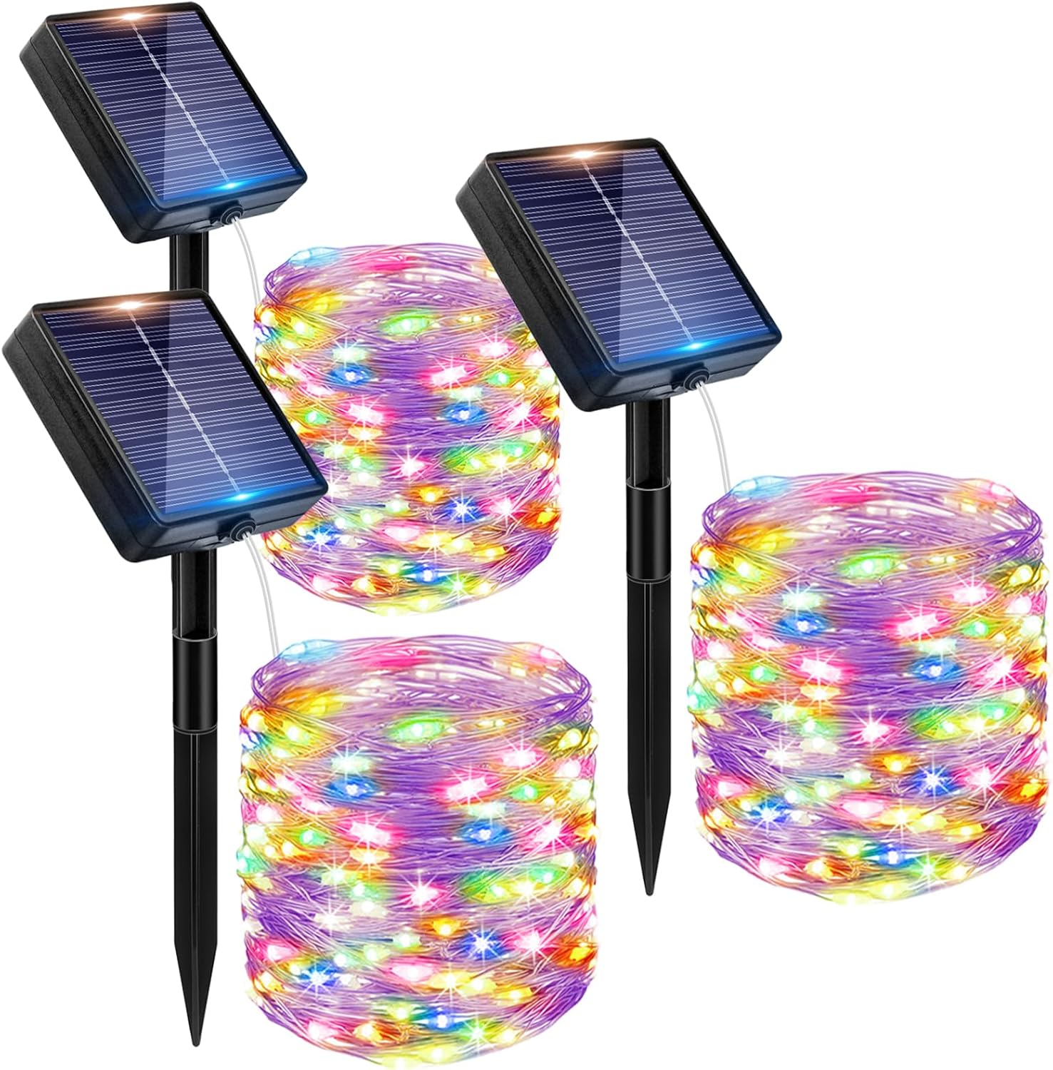 Peasur 3er-pack Solar-lichterkette Für Den Außenbereich, 3 X 12 M, 120 Leds, Ip65 Wasserdicht, 8 Modi, Solar-lichterkette Für Garten, Terrasse, Weihnachten, Hochzeit, Party, Mehrfarbig