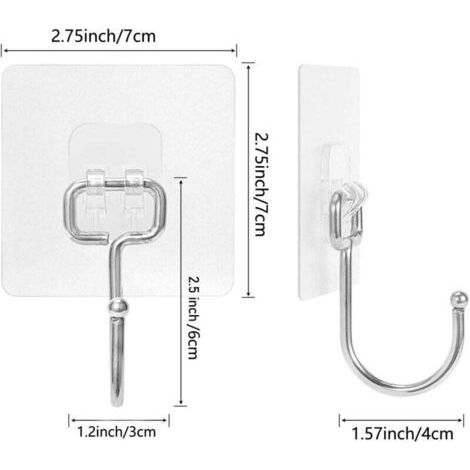 Transparente Klebehaken, 8er-pack, Wasserfest Und Langlebig, Maximale Tragfähigkeit 20 Kg, Geeignet Für Schlafzimmer, Badezimmer, Küchen, Wände, Türen Usw.
