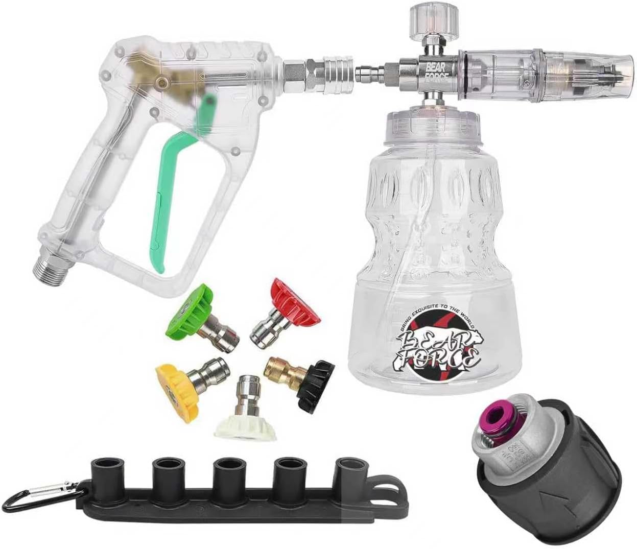 Transparentes Hochdruck-autowaschpistolen-set Mit 1/4"-schnellanschluss, 1-liter-schaumkanone, 5 Düsen Und Schlauchanschluss Für Lavor, Vax Und Elitech Zum Waschen