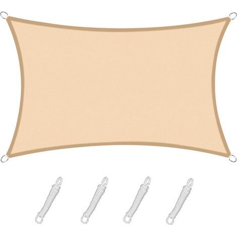 Rechteckiges Sonnensegel 3 X 5 M, Sandfarben, Wasserdichtes Material, 95 % Uv-schutz, Für Den Außenbereich, Garten, Terrasse, Pool
