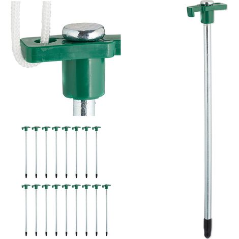 Set Mit 18 Befestigungspfählen (25 Cm) – Verzinkter Stahl Für Harten Untergrund – Breiter Punkt Für Einfache Verankerung – Windbeständig