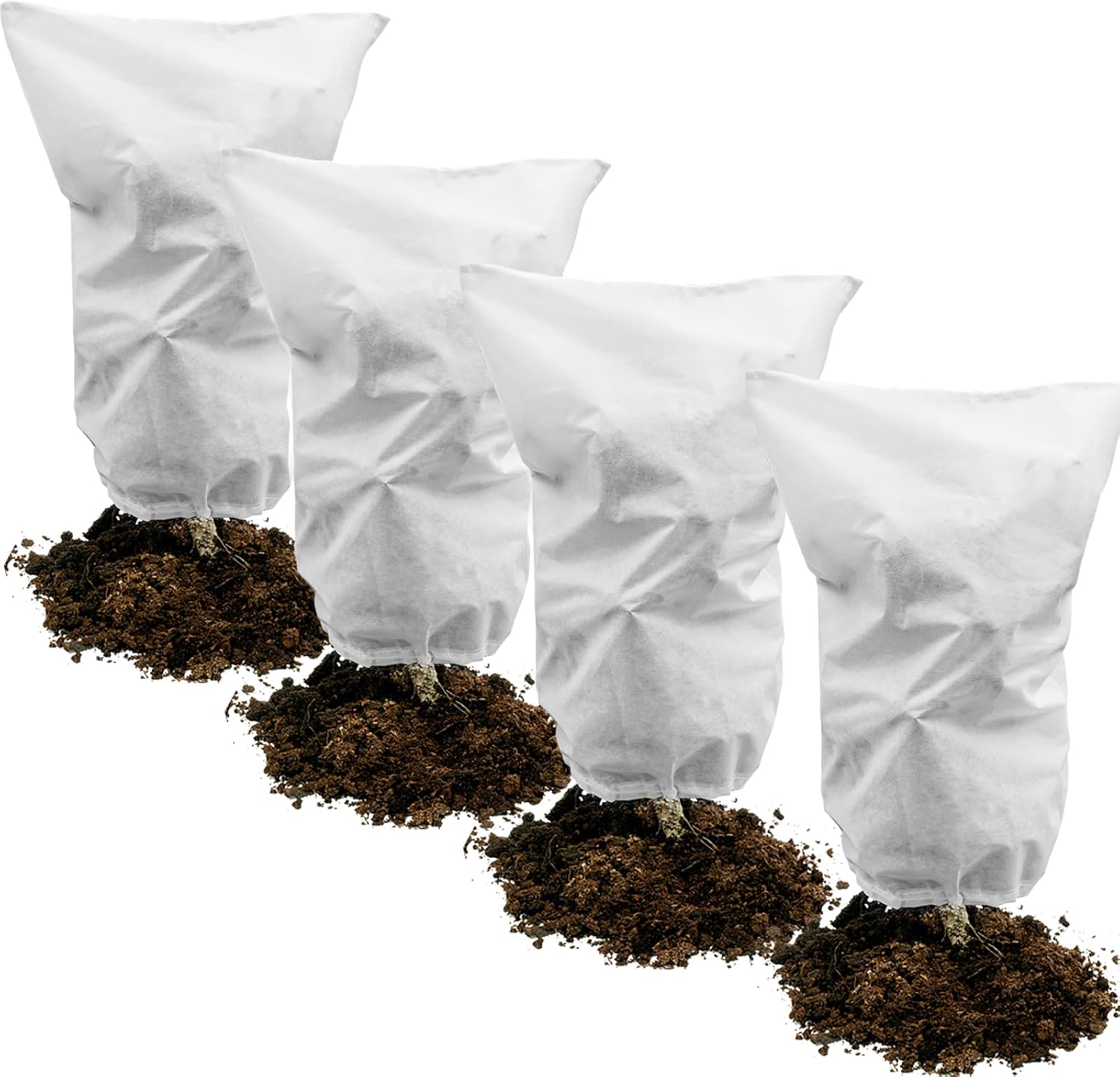 4-teiliges Pflanzenschutz-set, 50 G/m², 60 Cm X 80 Cm, Winter-pflanzenschutz, Frostbeständig, Atmungsaktiv, Winddicht, Kälte- Und Hitzebeständig Sowie Insektenabweisend – Weiß