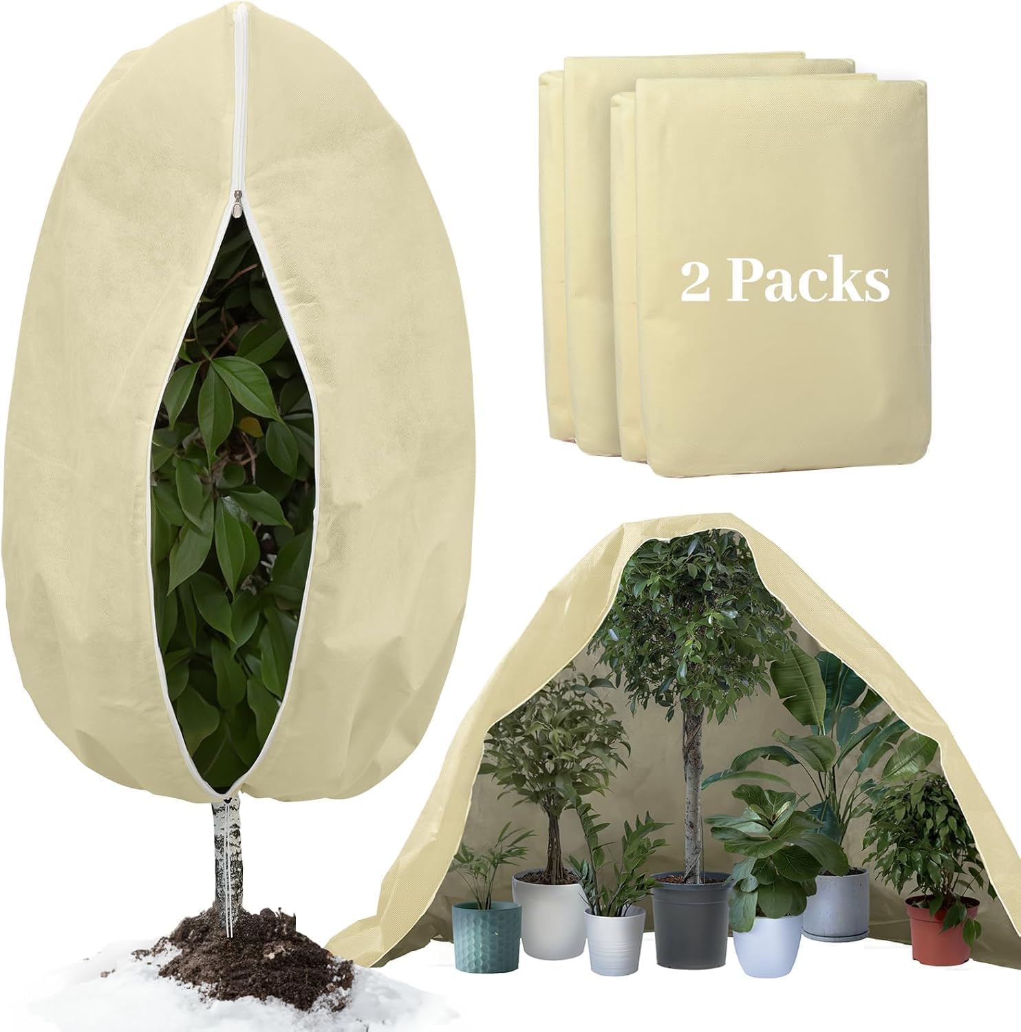 Winterliche Pflanzenabdeckung Für Den Außenbereich, 2er-pack Winterabdeckungen Für Topfpflanzen, 120 X 180 Cm, Schützt Vor Kälte Und Frost, Wiederverwendbare Winterpflanzenabdeckung (80 G)