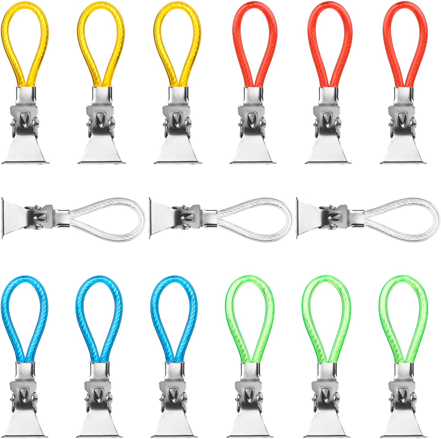15-teiliges Handtuchhaken-set, Küchenhandtuchhalter (5 Farben) Handtuchklammern, Handtuchhaken, Metall-handtuchklammern, Handtuchhalter, Küchenhandtuchklammern, Schiebe-handtuchhalter