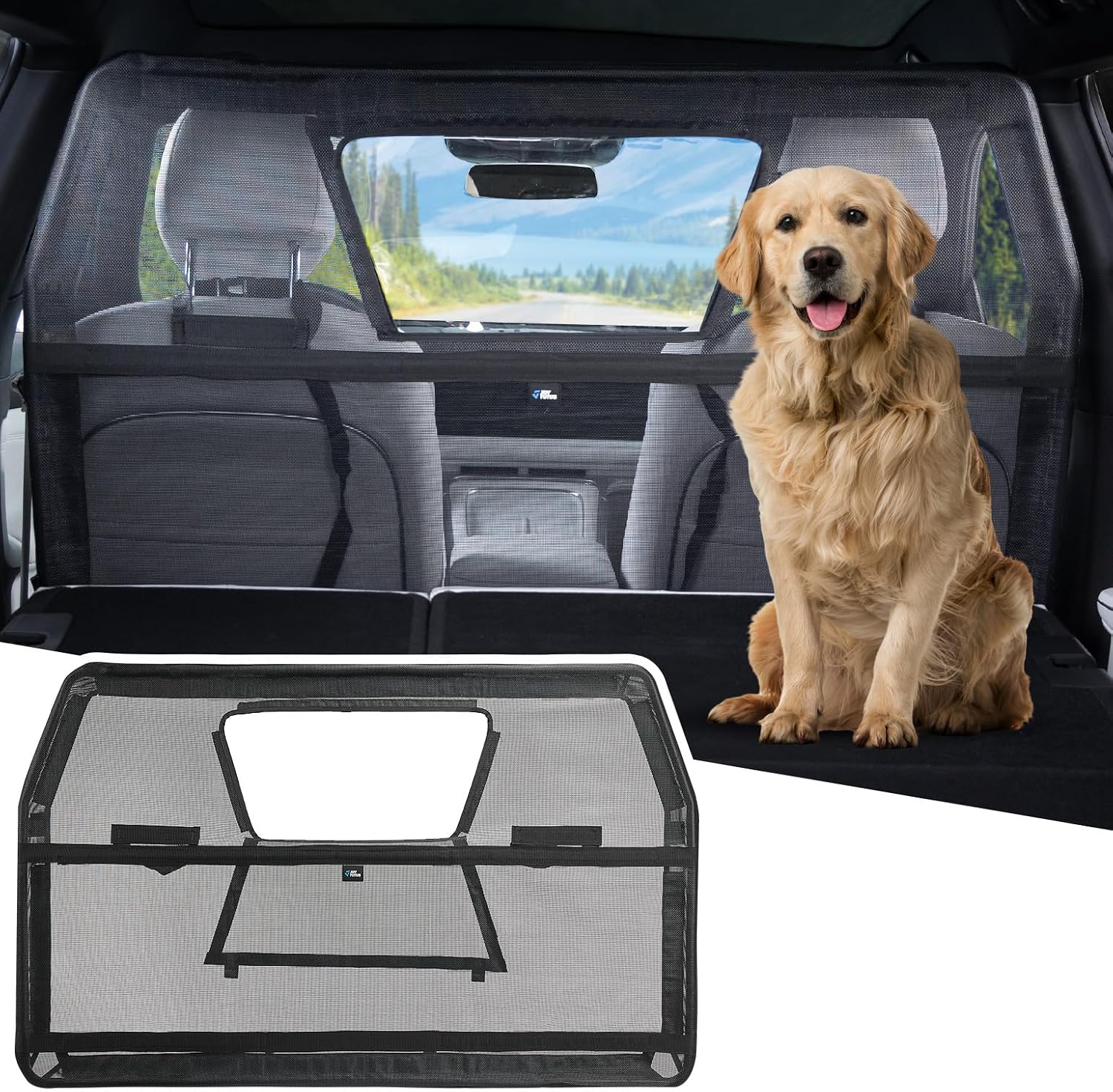 Hunde-autonetz Mit Herausnehmbarem Pvc-fenster, 132 X 79 Cm