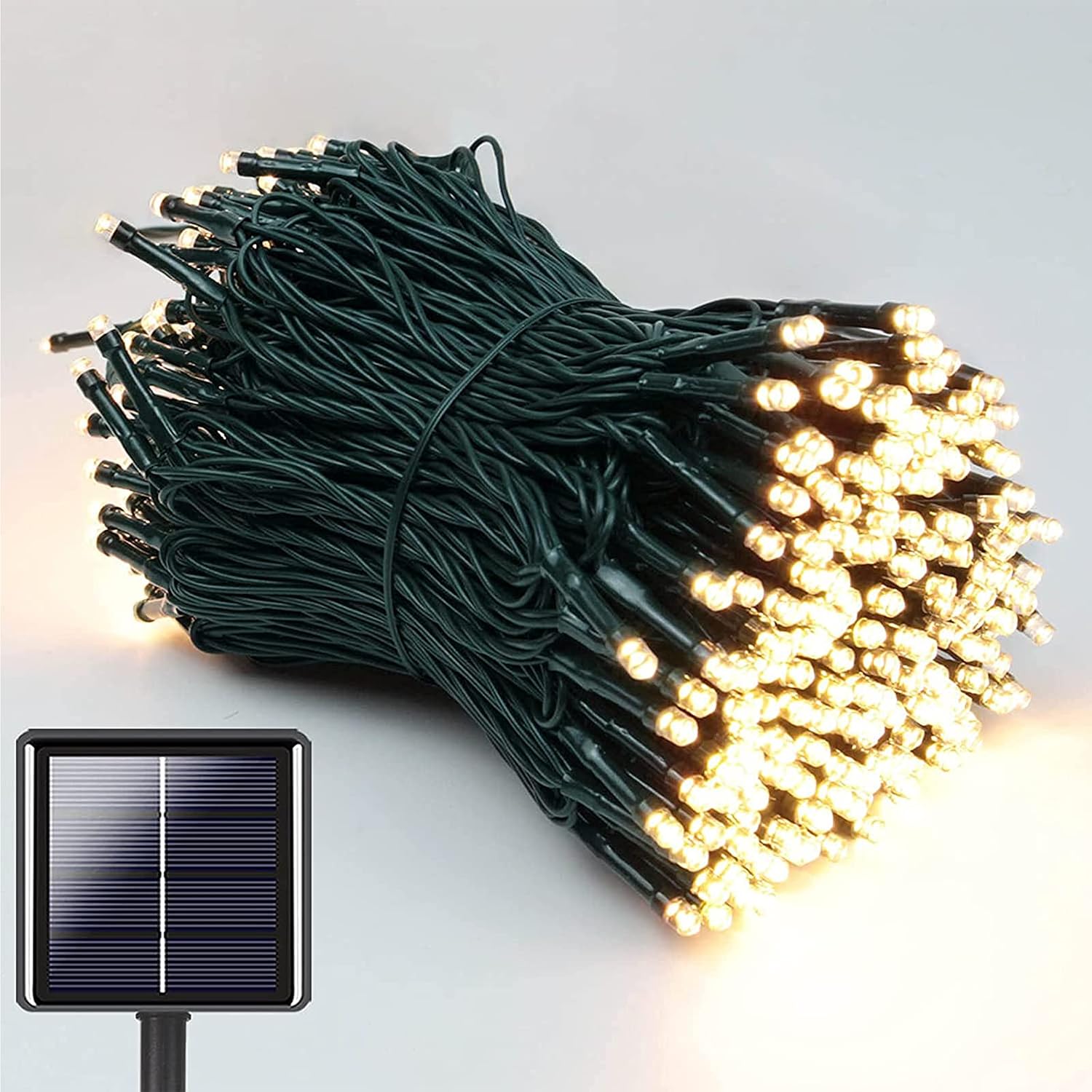 22 M Lange Solar-lichterkette Mit 200 Leds Für Den Außenbereich, Wasserdicht, 8 Beleuchtungsmodi, Dekorative Lampen Für Garten, Terrasse Und Zaun (warmweiß)