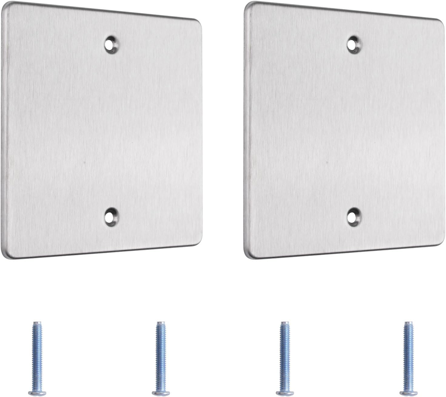 Set Mit 2 Abdeckplatten 12,0 X 12,0 Cm Aus Edelstahl, Wandlochabdeckung Für Ungenutzte Steckdosen, Buchsen Oder Schalter (silbergrau)