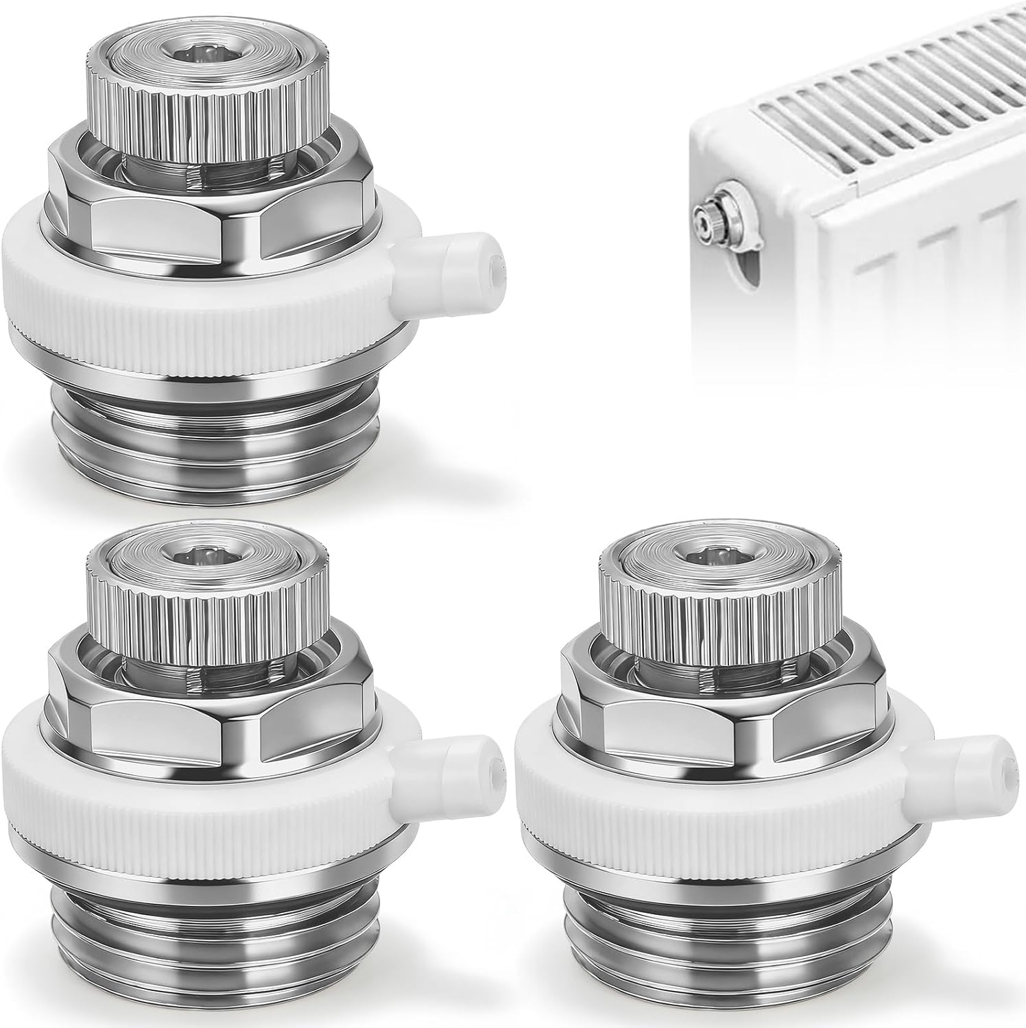 3-teiliges Automatisches 1/2"-heizkörperentlüftungsset Mit Automatischer Und Manueller Steuerung, Entlüftungsstopfen Für Selbstregulierende Heizsysteme, Geeignet Für Heizkörper In Wohnzimmer, Küche Un