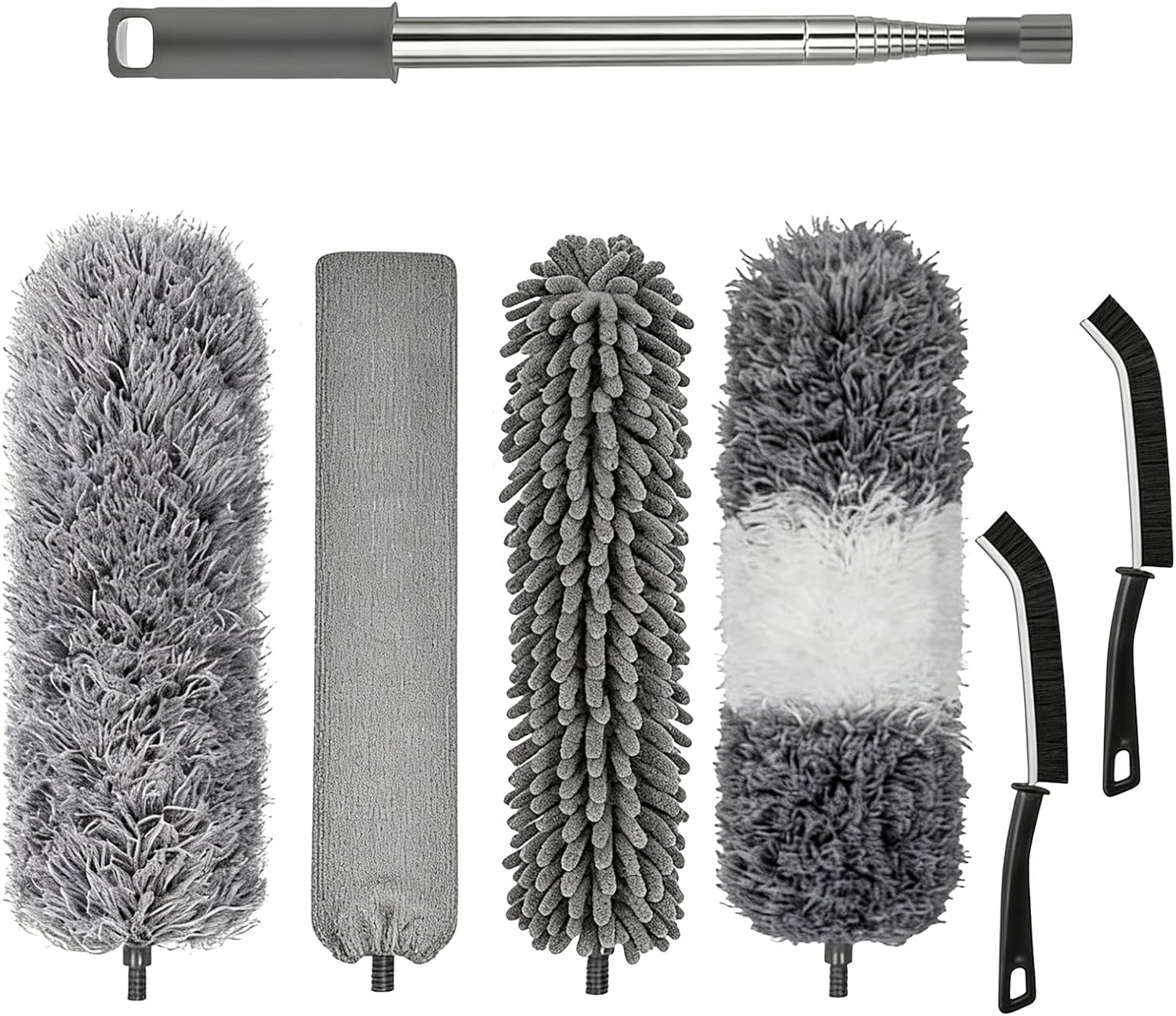7-teiliges, Waschbares Teleskop-mikrofaser-staubwedel-set, Ausziehbar Bis Zu 250 Cm, Flexible Staubwedel Für Ventilatoren, Decken, Möbel, Jalousien Und Zum Entfernen Von Spinnweben