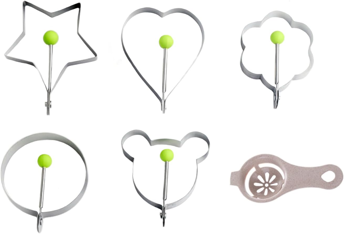 5-teiliges Set Antihaftbeschichteter Eierringe, Pfannkuchenform, Eierringe, Eierringe Aus Edelstahl, Spiegeleierform Mit Griff, Zum Zubereiten Von Spiegeleiern, Pfannkuchen, Omeletts Und Muffins