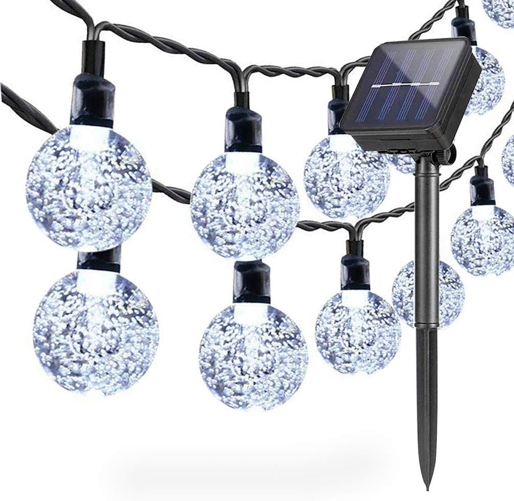 Solar-lichterkette Für Den Außenbereich, Garten, 6,5 M, 30 Leds, Wasserdicht, Lichterkette Mit Kugel- Und Kristallkugel-motiv, Farbenfrohe Festtagsdekoration Für Partys, Hochzeiten, Terrassen, Weihnac