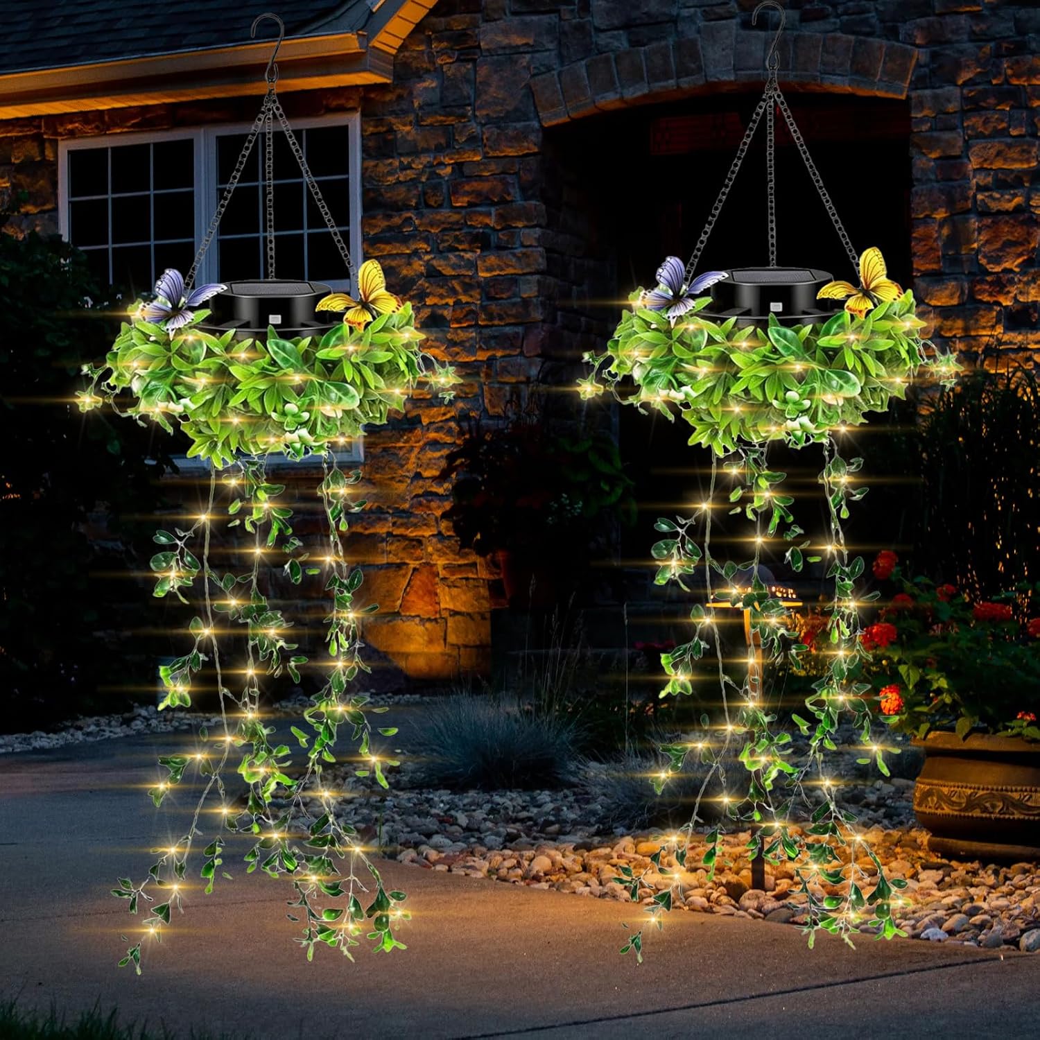 Solarbetriebene Lichterkette Für Den Außenbereich, 2er-set, Mit Led-lichterketten Für Künstliche Pflanzen, Ip65 Wasserdicht, Ideal Für Terrassen, Gärten Und Veranden