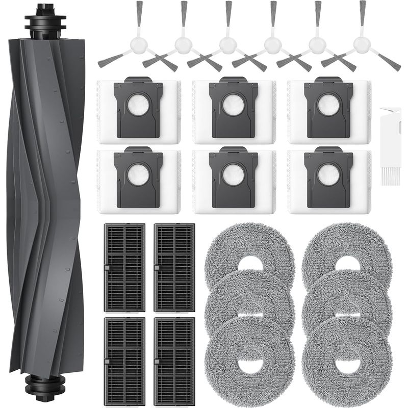 24-teiliges Zubehörset Für Dreame L10s Ultra Gen 2 / L10s Pro Ultra Heat / L40 Ultra Ae / X30 Ultra / Mova E30 Ultra Saugroboter: 1 Hauptbürste, 6 Staubbeutel, 6 Reinigungstücher