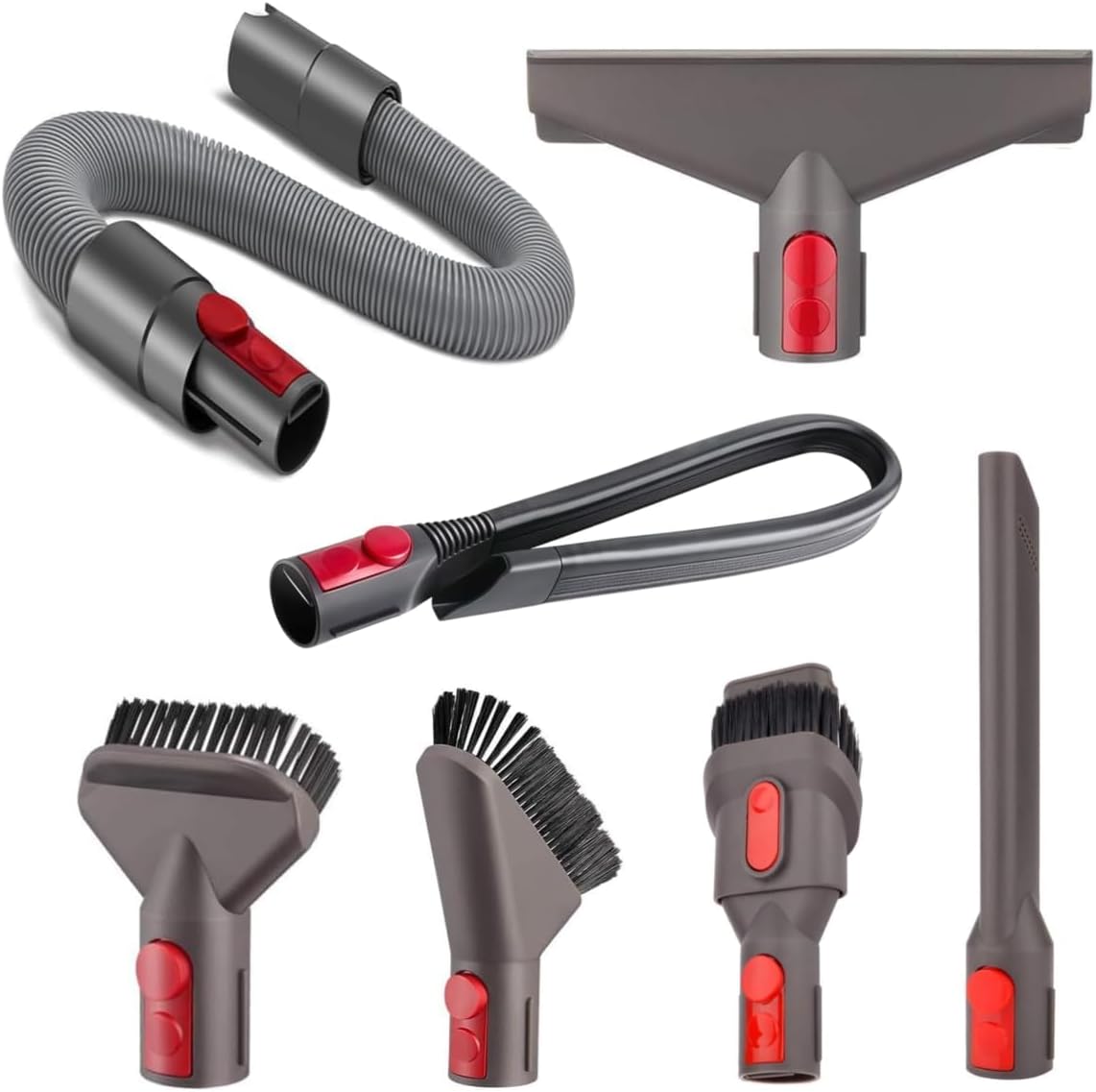 7-teiliges Staubsauger-zubehörset Mit Bürste Für Dyson V7, V8, V10, V11, V12, V15, Gen5, Sv10 Und Sv11, Flexibler Düse Und Ersatzteilen Für Dyson Staubsauger, Komplettes Reinigungsset Für Sofas Und Au