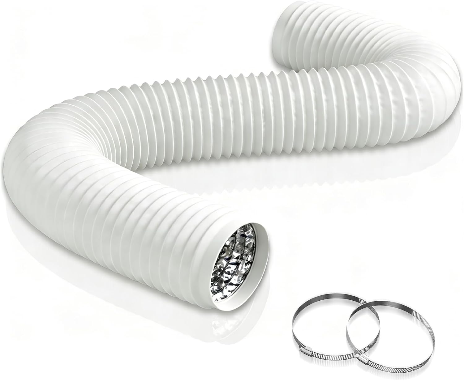 Aygrochy 150-mm-pvc-lüftungsschlauch – 3 M – Mit 2 Edelstahlklemmen – Für Mobile Klimageräte, Wäschetrockner, Abluftventilatoren, Dunstabzugshauben Und Andere Lüftungssysteme