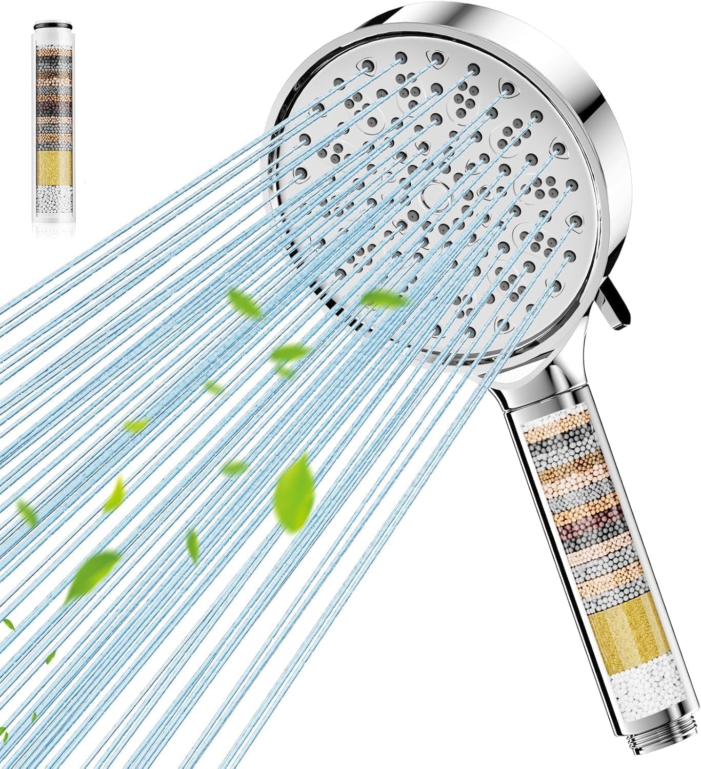 Cobbe Anti-kalk-duschkopffilter Mit 20-stufigem Filter, 6 Strahlarten, Wassersparender Hochdruck-duschkopf (chrom)