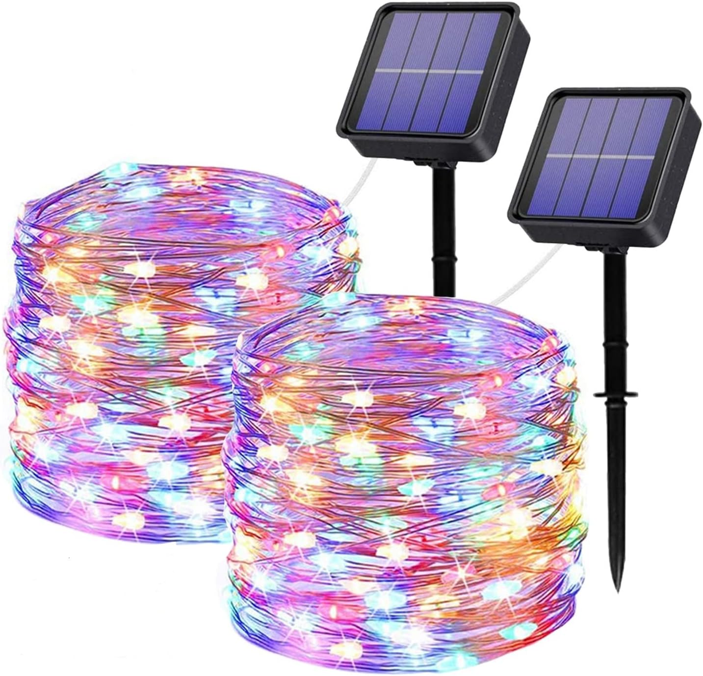 Oreunik Solar-weihnachtsbeleuchtung Für Den Außenbereich, [2er-pack] 22 M Lange Lichterkette Mit 200 Leds, 8 Modi, Wasserdichter Kupferdraht, Dekorative Lichterkette Für Garten, Hochzeit, Party, Terra