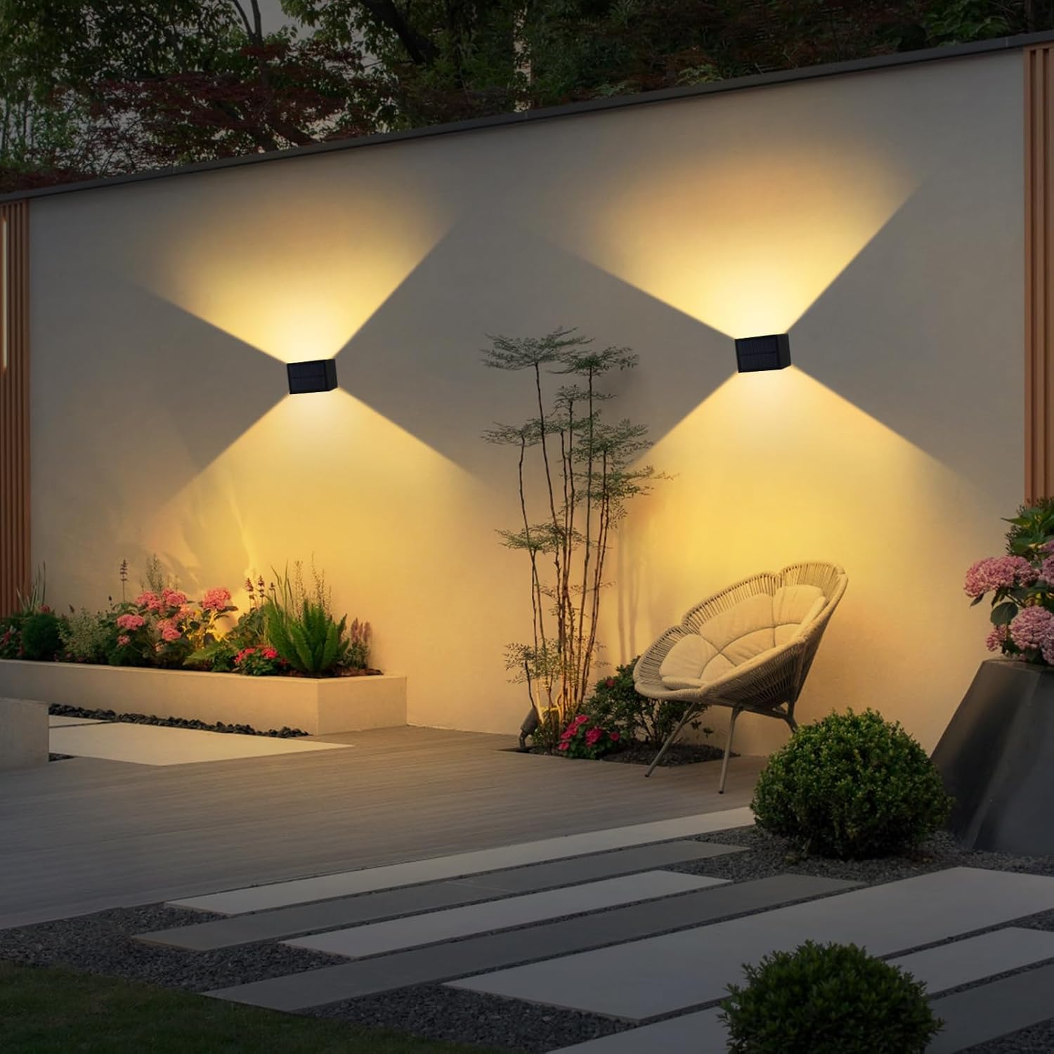 Stück Außenwandleuchten, 3000k Warmweiß, Solar, Vintage-stil, Verstellbar Nach Oben/unten, Ip65 Wasserdicht, Für Gartenmauern Und Zäune