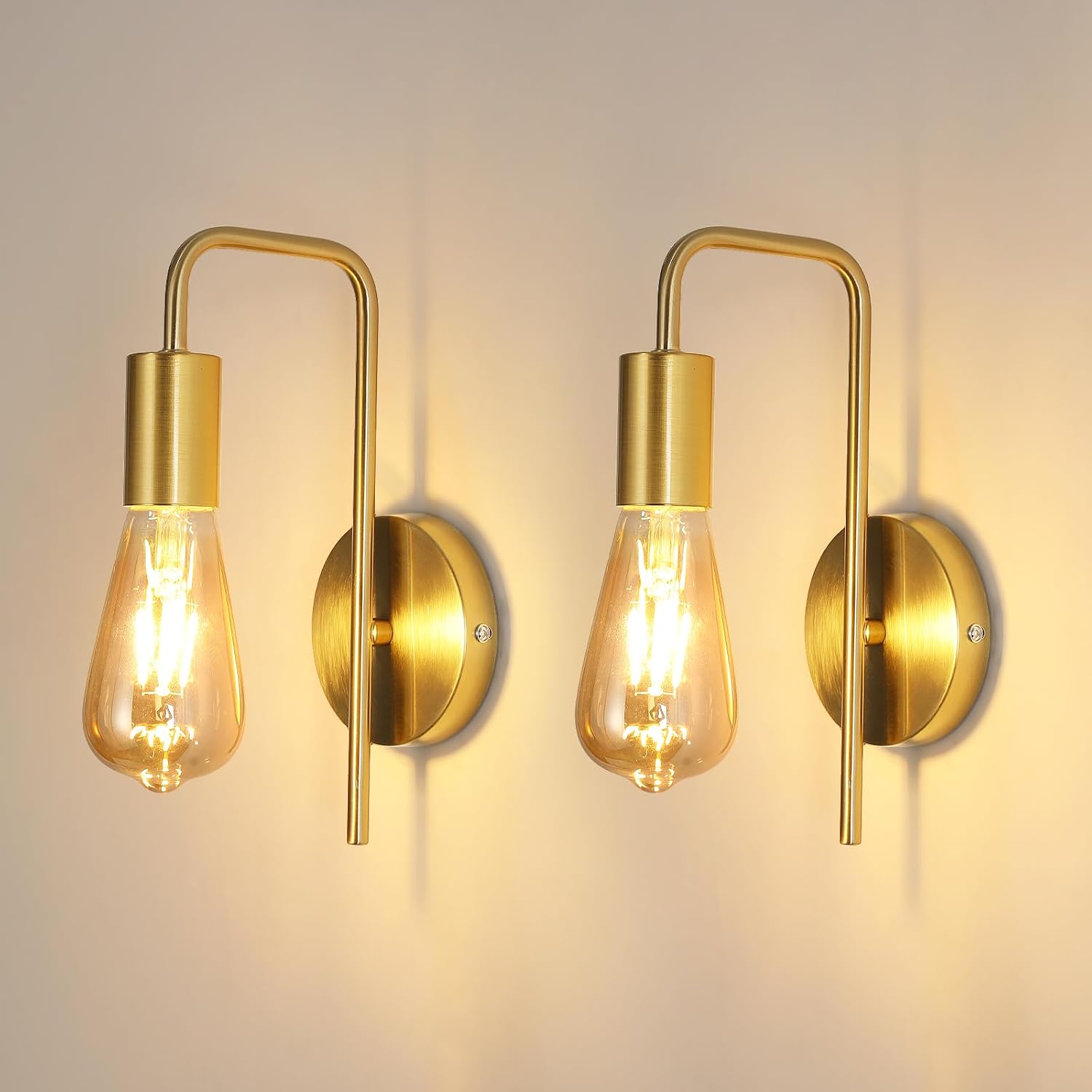 Osairous Vintage Wandleuchte, 2er-pack, Industrielle Innenwandleuchte, Retro-wandstrahler Aus Eisen Für Schlafzimmer, Flur, Bar, E27, Ip20, Gold, Leuchtmittel Nicht Enthalten