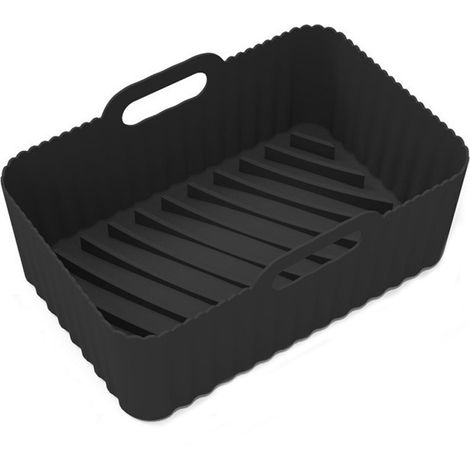 Set Mit 2 Silikonmatten Für Heißluftfritteusen, Rechteckige Form, Schwarz