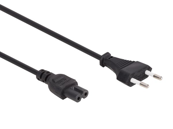Stromversorgungskabel - Schwarz - "europlug" Cee 7/16 + C7 - 2 M - H03vvh2-f 2g0.75 Mm² - 2 M - H03vvh2-f 2g0.75 Mm² - 2 M - H03vvh2-f 2g0.75 Mm² - 2 M - 2 M