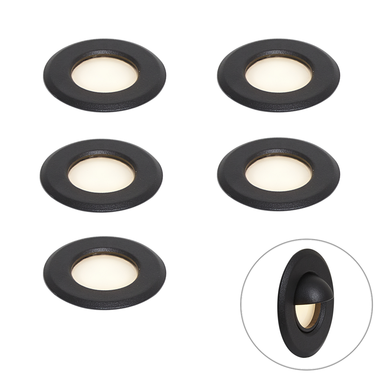 Qazqa 12v System Schwarz 10m Mit 5 Bodenspots Inkl. Led Ip44 -