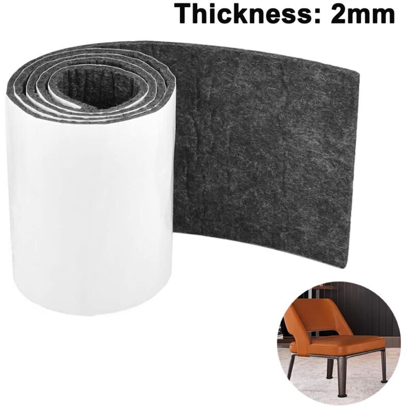 10x100cmx 2mm Selbstklebendes Feuerholz, Patin Feutre, Patins Feutres Pour Meubles, Planeurs De Sol Protection Du Sol Pour Carreaux Stratifiés Scaliers Meubles Parkett, Noir