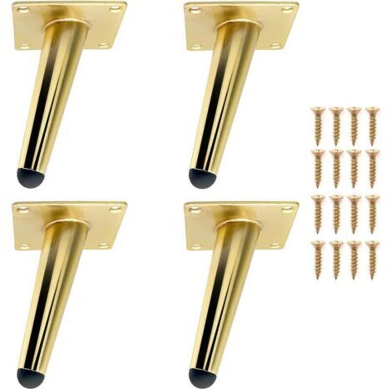 Pr Lot De 4 12cm Meubles Pieds De Table Doré Incliné En Métal Durable, Jambe De Table, Pieds De Canapé For Replacement Or Ajuster La Hauteur Of Tables Of Chevet, Canapé, Meubles Tv, Fauteuil E
