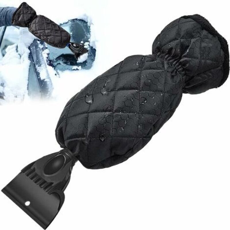 Grattoir De Pare-brise De Voiture Mit Gants-grattoir De Déneigement (noir)