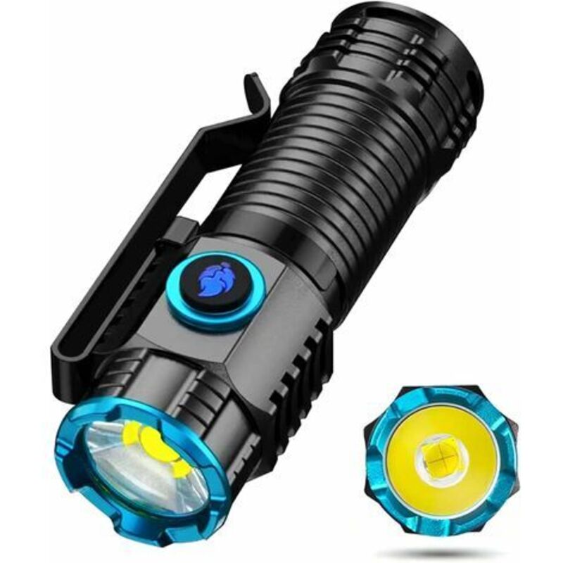 Pr Mini-taschenlampe, Wiederaufladbar, Usb, 1000 Lumen, 4 Modi, Led-taschenlampe, Leistungsstarke Taktische Militärfunktion Für Camping
