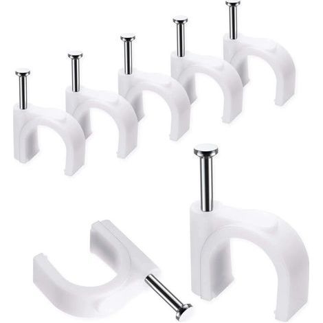 Packung Mit 100 Starken Und Langlebigen Weißen Runden Kabelklemmen – 10 Mm, Kabelbinder, Kabelorganisation, Elektrische Kabelfixierung, Kabelklemmen