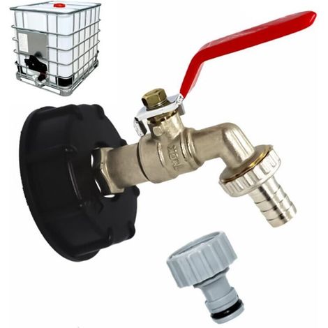 Wasserhahn Tank 1000l S60x6 Ibc Anschluss Wasserhahn Mit 1/2" Schlauchanschluss, Ablauftankadapter, Für Gartenhahn, Für Tankadapter (1 Stück)