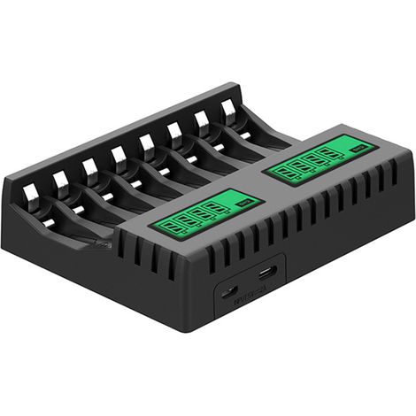 Intelligentes Batterieladegerät Mit Lcd-display Und 8 Steckplätzen Für Aa/aaa Nicd Nimh-akkus.