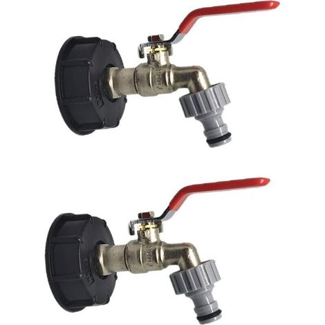Robinet Cuve 1000l S60x6 Ibc Raccord Robinet Mit Tuyau-raccord 1/2", Adapter Für Wasserreservoir, Für Robinet De Jardin, Für Cuve-adapter (2 Stück)