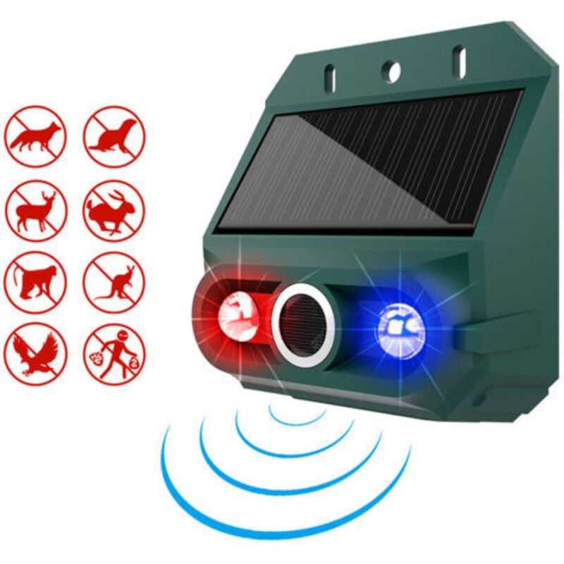 Solar-bewegungsmelder-alarm Mit Tiervertreiber, 129 Db Stroboskop-sirene, 4 Modi, Ip55 Wasserdicht, Sicherheitsgerät Für Hof, Bauernhof Und Garten Im Freien (1 Einheit)