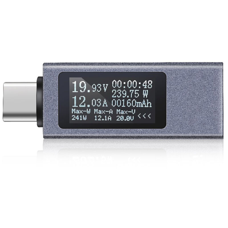 Usb-c-leistungstester, Typ-c-spannungsstromtester, Powerbank-kapazität, Arbeitszeit, Amperemeter, Voltmeter, Usb-kabel, Ladegerät, Detektor, Led-anzeige