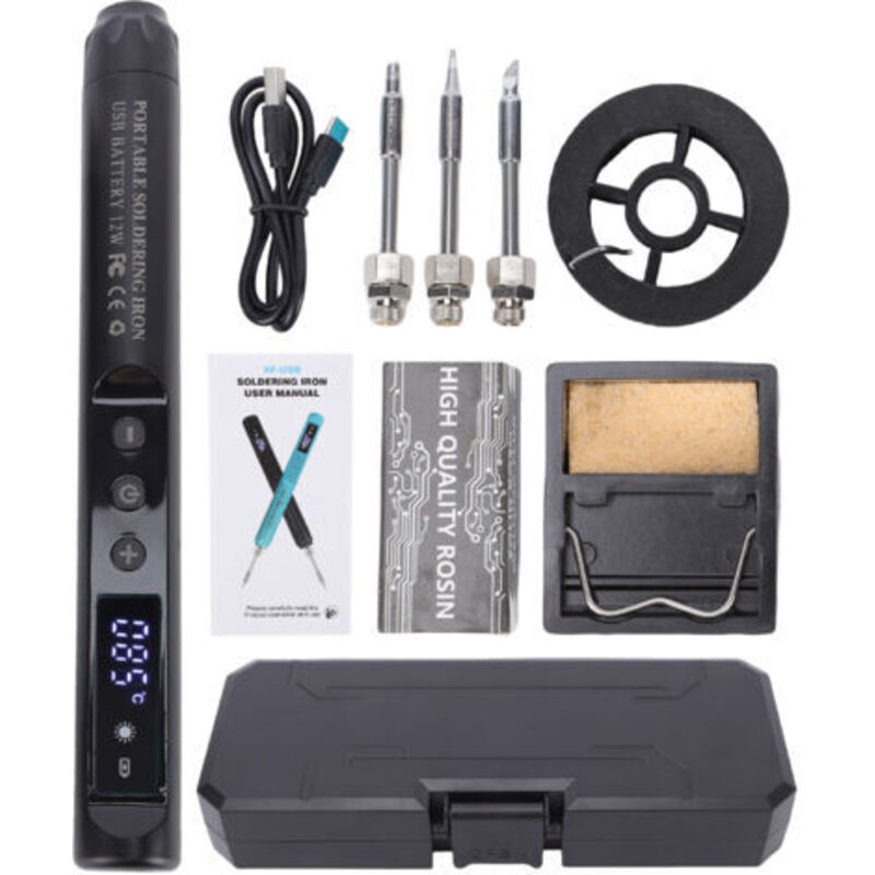 Lautsprecher-kit Ohne Filter Mit Lcd-bildschirm, Wiederaufladbar Über Usb-c, Temperatur Einstellbar Von 200 Bis 450 °c, Automatischer Betrieb, Für Die Elektronische Reparatur Jjxl003-schwarz: Aufladba