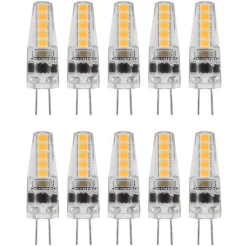 10 Stück G4 Led-glühbirnen, 2 W 3000 K Ac 12–24 V, Dimmbare Glühbirnen Für Kronleuchter, Deckenleuchte, Tischlampe, Warmweiß