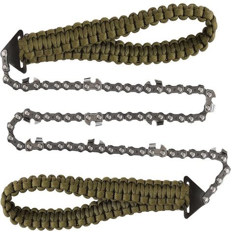 Tragbare Taschenkettensäge Mit Paracord-griff, 65 Cm Feinzahn-handsäge, Manuelle Astkettensäge, Überlebensausrüstung, Klappbare Kettensäge, Gartengeräte